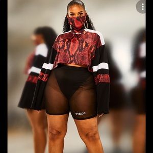 Plus Red Snake Motorcross Panel Crop Top